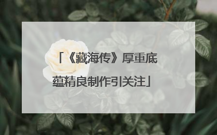 《藏海传》厚重底蕴精良制作引关注