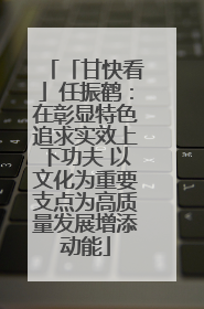 「甘快看」任振鹤：在彰显特色追求实效上下功夫 以文化为重要支点为高质量发展增添动能