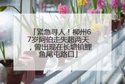 紧急寻人！柳州67岁阿伯走失超两天，曾出现在长塘镇鲤鱼尾屯路口