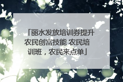 丽水发放培训券提升农民创富技能 农民培训班，农民来点单