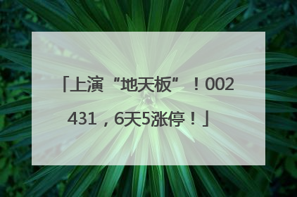 上演“地天板”！002431，6天5涨停！