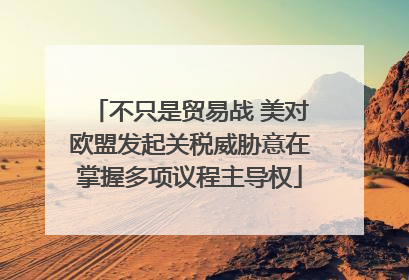 不只是贸易战 美对欧盟发起关税威胁意在掌握多项议程主导权