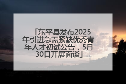 东平县发布2025年引进急需紧缺优秀青年人才初试公告，5月30日开展面谈