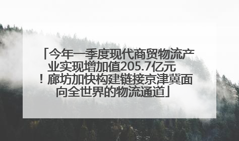 今年一季度现代商贸物流产业实现增加值205.7亿元！廊坊加快构建链接京津冀面向全世界的物流通道