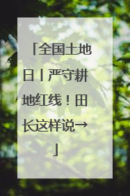 全国土地日丨严守耕地红线！田长这样说→