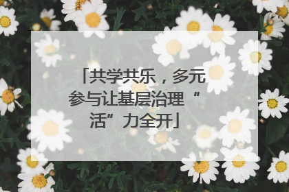 共学共乐，多元参与让基层治理“活”力全开