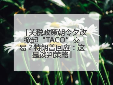关税政策朝令夕改掀起“TACO”交易？特朗普回应：这是谈判策略