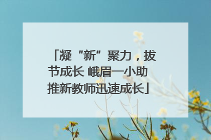 凝“新”聚力，拔节成长 峨眉一小助推新教师迅速成长
