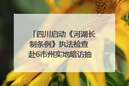 四川启动《河湖长制条例》执法检查 赴6市州实地暗访抽查｜四川人大之声