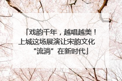 戏韵千年，越唱越美！上城这场展演让宋韵文化“流淌”在新时代