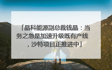 晶科能源副总裁钱晶：当务之急是加速升级既有产线，沙特项目正推进中
