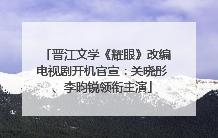晋江文学《耀眼》改编电视剧开机官宣：关晓彤、李昀锐领衔主演