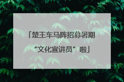 楚王车马阵招募暑期“文化宣讲员”啦