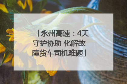 永州高速：4天守护协助 化解故障货车司机难题
