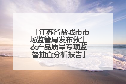 江苏省盐城市市场监管局发布救生衣产品质量专项监督抽查分析报告