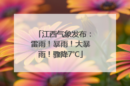 江西气象发布：雷雨！暴雨！大暴雨！骤降7℃