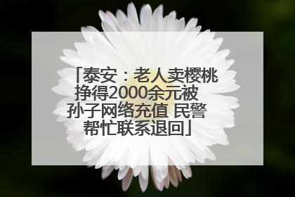 泰安：老人卖樱桃挣得2000余元被孙子网络充值 民警帮忙联系退回