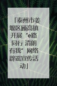 泰州市姜堰区顾高镇开展“e路同行 清朗有我”网络辟谣宣传活动