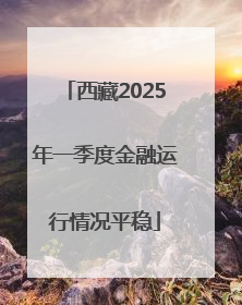 西藏2025年一季度金融运行情况平稳