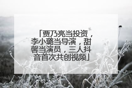 贾乃亮当投资，李小璐当导演，甜馨当演员，三人抖音首次共创视频