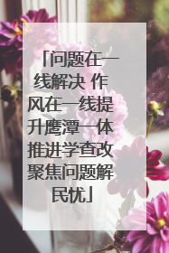 问题在一线解决 作风在一线提升鹰潭一体推进学查改聚焦问题解民忧