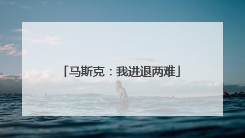 马斯克：我进退两难