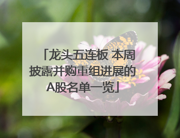 龙头五连板 本周披露并购重组进展的A股名单一览