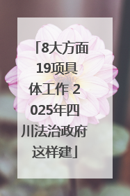 8大方面 19项具体工作 2025年四川法治政府这样建